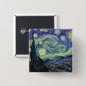 Van Gogh's Sterrennacht Vierkante Button 5,1 Cm (Voorkant /achterkant)