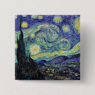 Van Gogh's Sterrennacht Vierkante Button 5,1 Cm