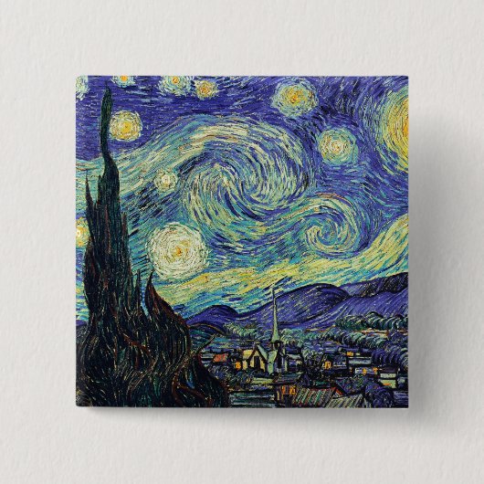 Van Gogh's Sterrennacht Vierkante Button 5,1 Cm (Voorkant)