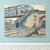 Van Gogh's The Trinquetaille Bridge, Arles (1888) Canvas Afdruk (Insitu (Houten vloer))