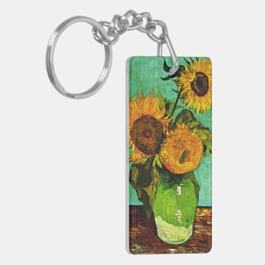 Van Gogh's Vase met drie zonnebloemen Sleutelhanger (Voorkant Links)