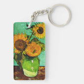 Van Gogh's Vase met drie zonnebloemen Sleutelhanger (achterkant)