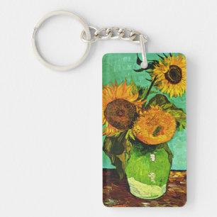 Van Gogh's Vase met drie zonnebloemen Sleutelhanger