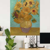 Van Gogh's Vase met twaalf zonnebloemen Poster (Thuiskantoor)