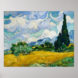 Van Gogh's Wheat Field met Cypresses Poster