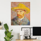 Van Gogh's zelfportret met een rietje Pet Poster (Thuiskantoor)