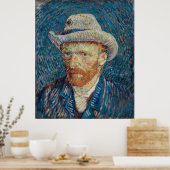 Van Gogh's zelfportret met grijs Pet Poster (Keuken)
