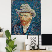 Van Gogh's zelfportret met grijs Pet Poster (Thuiskantoor)