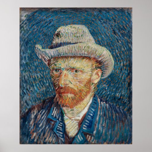 Van Gogh's zelfportret met grijs Pet Poster (Voorkant)
