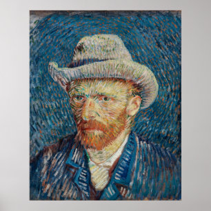 Van Gogh's Zelfportret met grijze vilthoed Poster