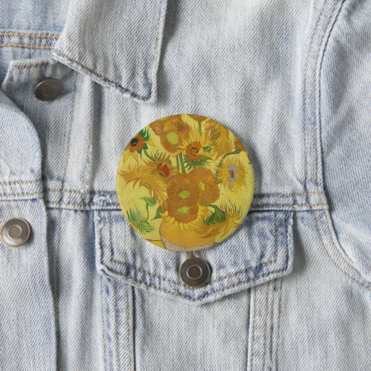 Van Gogh's zonnebloemen Ronde Button 7,6 Cm (In situ)