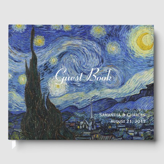 Van Gough Sterrennacht Wedding Guest Book Gastenboek (Voorkant)