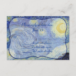 Van Gough Sterrennacht Wedding Response Card RSVP Kaartje