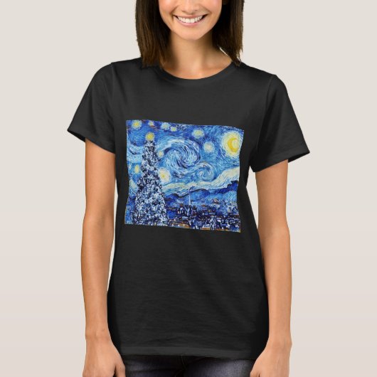 Van Gough Sterrennacht - White Kerstmis T-Shirt (Voorkant)