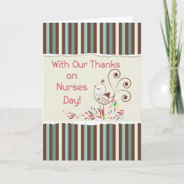 Van Group, Happy Nurses Day, Cute Bird on Stripes Kaart