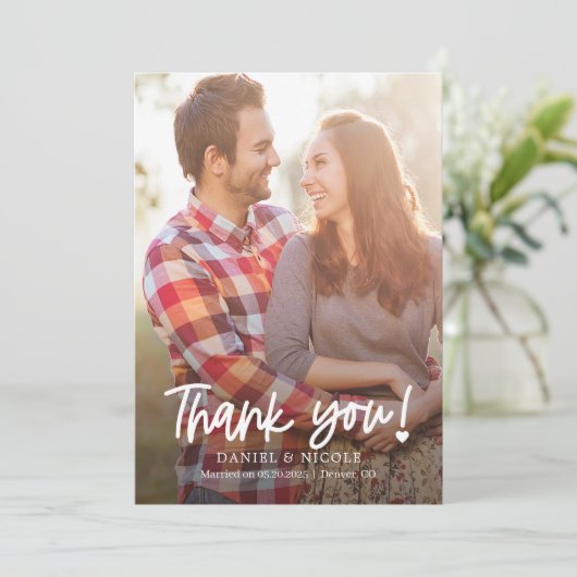 Van harte bewerkbare kleur bedankkaart (Staand voorkant)