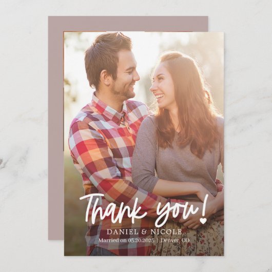 Van harte bewerkbare kleur bedankkaart (Voorkant / Achterkant)