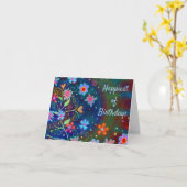 Van harte gefeliciteerd Blue Fun Flowers Kaart (Gele Bloem)