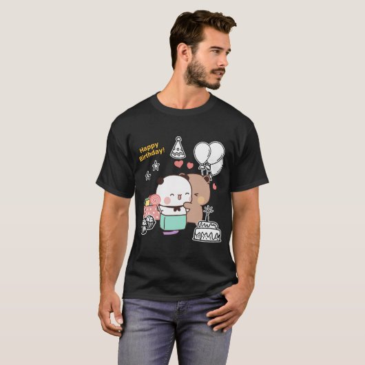 Van harte gefeliciteerd met Dudu Beer en Bubu Pand T-shirt (Voorkant volledig)