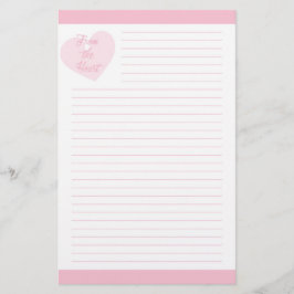 Van hartroze gelinkt briefpapier