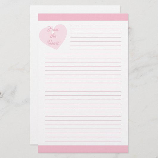 Van hartroze gelinkt briefpapier (Voorkant / Achterkant)