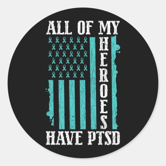 Van Helden Hebben Ptsd Mentale Gezondheidsbewustzi Ronde Sticker (Voorkant)