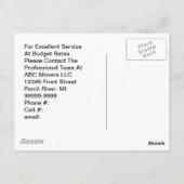 Van het Bedrijfs vervoer van de Verhuizers van de Briefkaart (Achterkant)