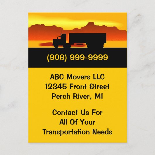 Van het Bedrijfs vervoer van de Verhuizers van de Briefkaart (Voorkant)