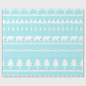 Van het Beer en het Kerstfeest-Blauwgroen Patroon Cadeaupapier (Vlak)