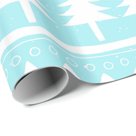 Van het Beer en het Kerstfeest-Blauwgroen Patroon Cadeaupapier (Rol Hoek)