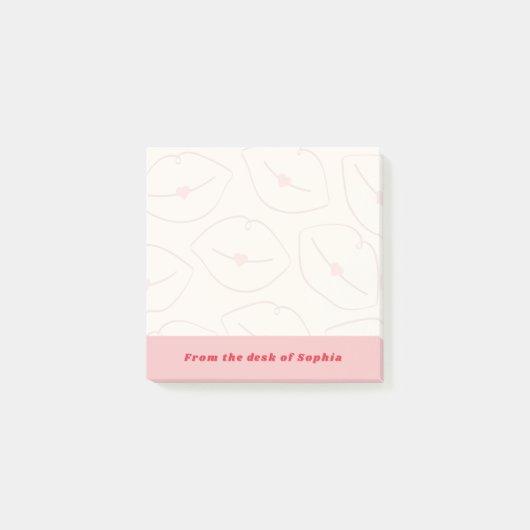 Van het bureau van aangepaste naam lippenpatroon r post-it® notes (Voorkant)