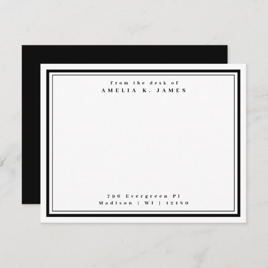 Van het bureau van Black Two Border Naam Adres Notitiekaartje (Voorkant / Achterkant)