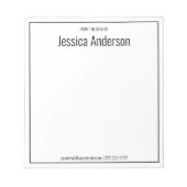 Van het bureau van Black White Minimalist Notitieblok (Voorkant)