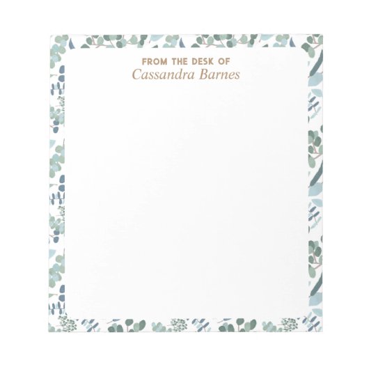 Van het bureau van blauw groen Notitieblok (Voorkant)