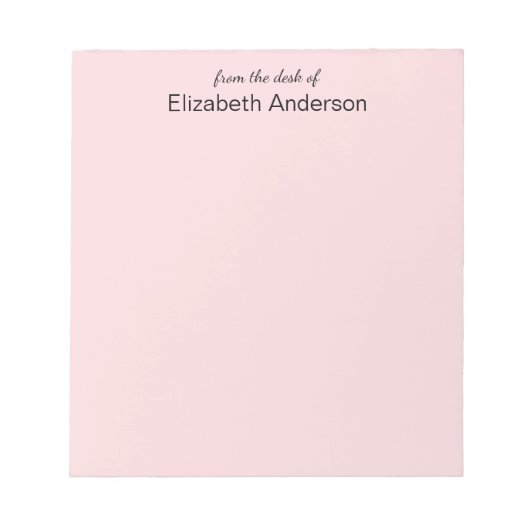 Van het bureau van Bleke Roze Jouw naam Sjabloon Notitieblok (Voorkant)