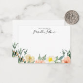 Van het bureau van Blush Pink Waterverf Floral Notitiekaartje (Voorkant / Achterkant in situ)