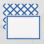 Van het bureau van chic blauw en wit bamboe frame notitiekaartje (Voorkant / Achterkant)