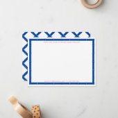 Van het bureau van chic blauw en wit bamboe frame notitiekaartje (Voorkant / Achterkant in situ)