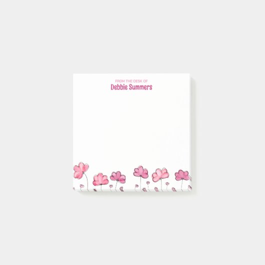 Van het bureau van Custom Name Professional Floral Post-it® Notes (Voorkant)