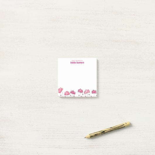 Van het bureau van Custom Name Professional Floral Post-it® Notes (Op bureau)