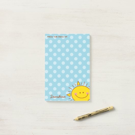 Van het bureau van Cute Little Happy Sunshine Dood Post-it® Notes (Op bureau)