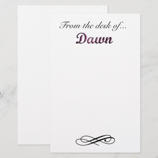 Van het bureau van Dawn Stationery Briefpapier (Voorkant / Achterkant)