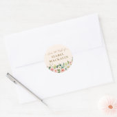 Van het bureau van de Bleke blush roze bloemen Ronde Sticker (Envelop)