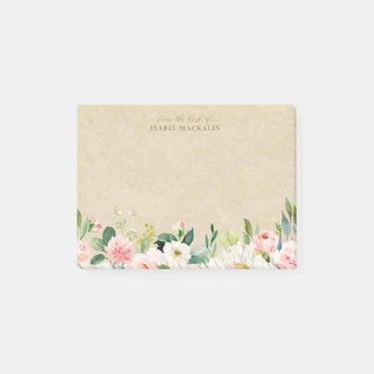 Van het bureau van de Blush Pink Floral & Rustic K Post-it® Notes (Voorkant)