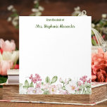 Van het bureau van de Elegant Pink Floral Waterver Notitieblok<br><div class="desc">Dit florale notitieblok heeft een elegante, waterverf illustratie met , roze bloemen en groene bladeren. "Van het bureau van"en de gepersonaliseerde naam van de manuscripttekst bij de bovenkant voegen aan de professionele blik van dit vrouwelijke, botanische notitieblok toe. Ideaal voor een schoolklaslokaal van een leraar of voor een kantoor van...</div>