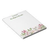 Van het bureau van de Elegant Pink Floral Waterver Notitieblok (Schuin)