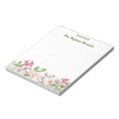 Van het bureau van de Elegant Pink Floral Waterver Notitieblok (Linkerzijde)