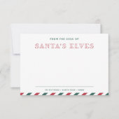Van het bureau van de elfen van de Kerstman Blank  Notitiekaartje (Voorkant)