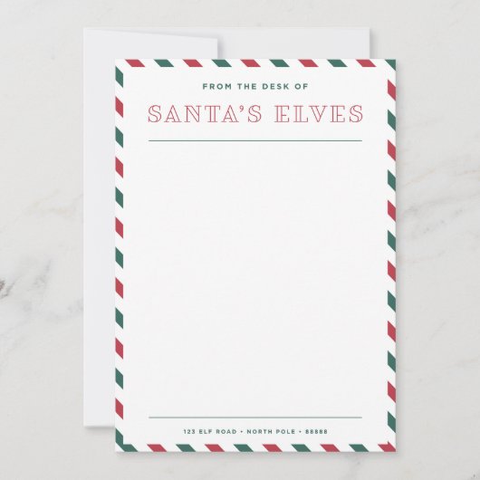 Van het bureau van de elfen van Kerstman Wit Kerst Notitiekaartje (Voorkant)