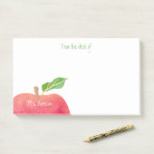 Van het bureau van de Gepersonaliseerd Rode Apple Post-it® Notes (Op bureau)